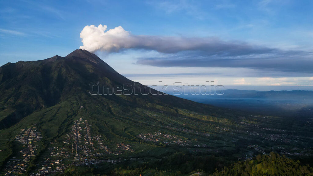 The beauty of Mount Merapi emitting smoke.