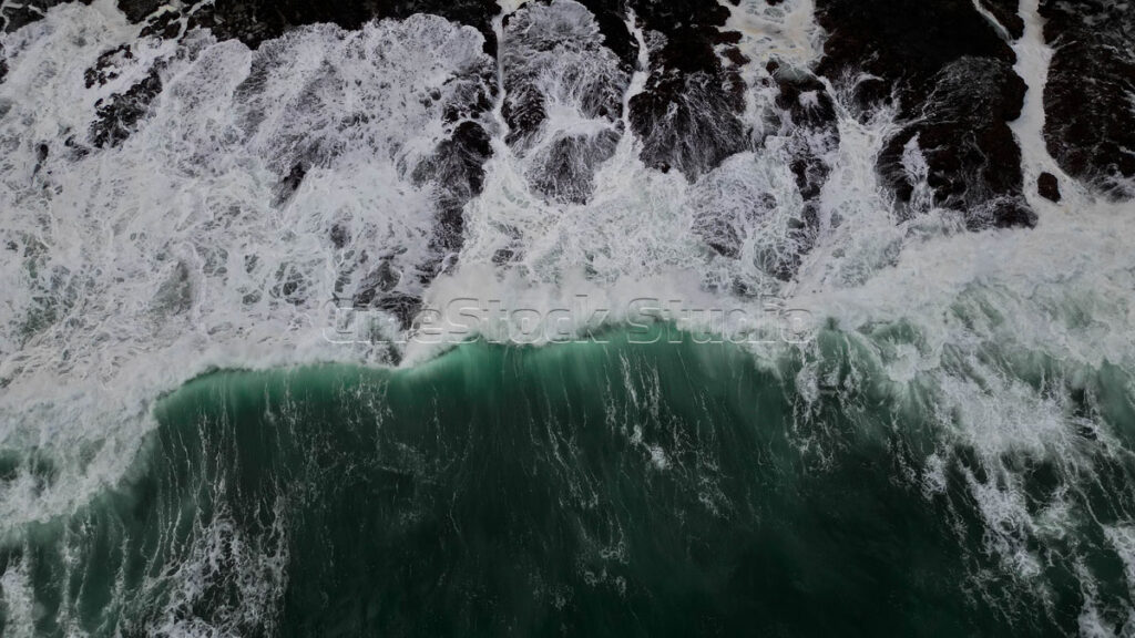 Top view the Sturdiness of Rocks and the Power of the Sea.