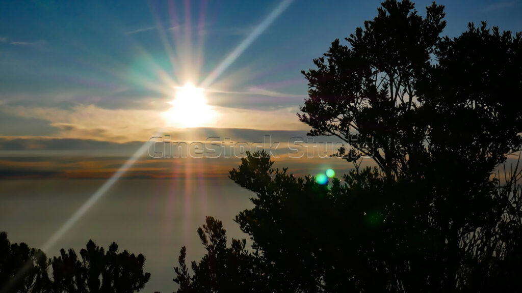 Dramatic view of sunrise over the mountains.