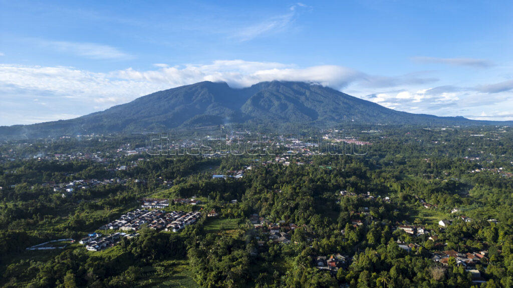 Beautiful view of Mount Salak in Indonesia and the green forest.