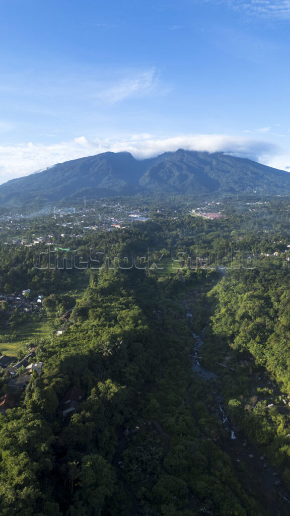 Aerial vertical view beautiful view of Mount Salak in Bogor, Indonesia.